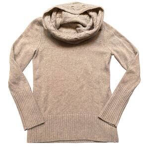 Banana Republic Cable Cowl Sweater Small Italian Yarn Cashmere Blend Light Gray